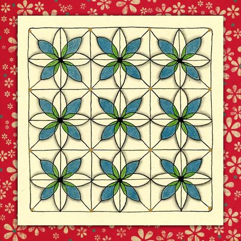 Batik Simple, Square Mandala, Stamp Ideas, Patterned Floor Tiles, Motif Batik, Tangle Art, Batik Pattern, Tangle Patterns, Floral Drawing