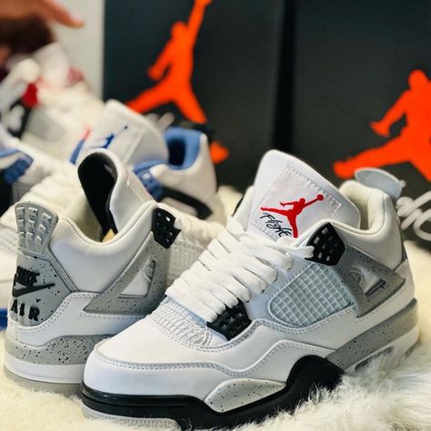 Jordan J4 Shoes, Nike Shoes Women Fashion, Pretty Sneakers, Diy Sneakers, Trendy Shoes Sneakers, Blue Jordans, Preppy Shoes, Jordan Shoes Retro, Jordan 4s