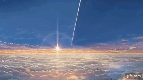 Your name opening Kimi No Na Wa Wallpaper, Your Name Wallpaper, The Garden Of Words, Your Name Anime, Anime Gifs, Name Wallpaper, White Clouds, Hayao Miyazaki, Naha