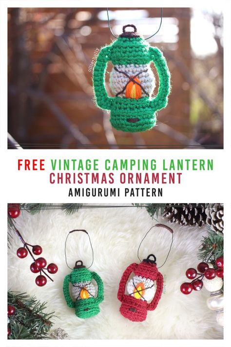 Free Vintage Camping Lantern Amigurumi Crochet Christmas Ornament Pattern - Ollie + Holly | Amigurumi Crochet Patterns Crochet Christmas Ornament Pattern, Ornament Inspiration, Crochet Ornament Patterns, Crochet Xmas, Camping Lantern, Crochet Christmas Decorations, Crochet Ornaments, Ornament Pattern, Holiday Crochet