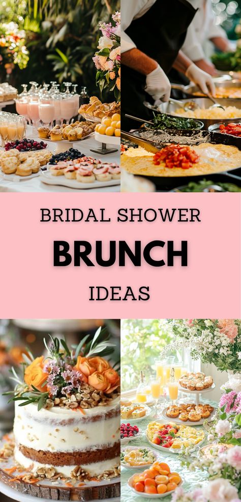 A beautifully set bridal shower brunch table with themed decor, finger foods, and a sparkling bubbly bar. Bridal Brunch Shower Food, Brunch Food For Bridal Shower Mornings, Bridal Shower Brunch Food Ideas Breakfast Recipes, Bridal Brunch Desserts, Bridal Brunch Activities, Bridal Shower At Winery Ideas, Brunch Ideas For Bridal Shower Recipes, Wedding Shower Ideas Brunch, Brunch And Bubbles Bridal Shower Ideas