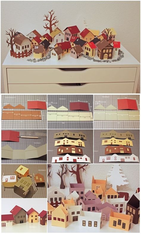 Paper Advent Calendar, City Paper, Calendar Advent, Diy Tumblr, Diy Lampe, Winter City, Paper City, Advent Calenders, Diy Calendar