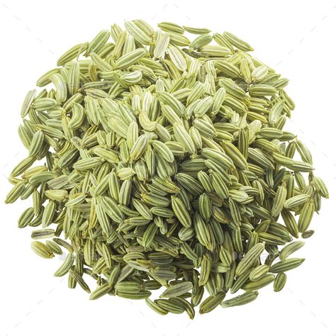 Dried fennel seeds pile, paths, top by maxsol7. Pile of dried fennel seeds (Foeniculum vulgare fruits), isolated, top view #AD #paths, #top, #pile, #Dried Alchemy Ingredients, Rajputi Dress, Fennel Seeds, Fennel, Top View, Alchemy, How To Dry Basil, Seeds, Herbs