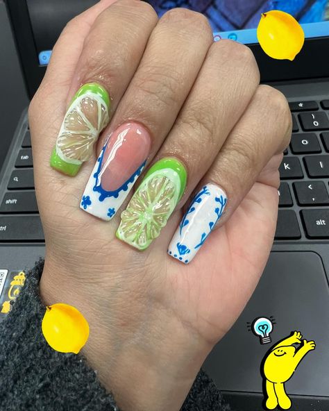 #3d #nails #trending #3dnails #lemon 3d Lemon Nails, Green Nails 3d Flower, 3d Nail Designs Fruit, 3d Bug Nails, 3d Nail Charms Acrylic Nails, Lemon Nails, 3d Nails, Lemon, 3 D