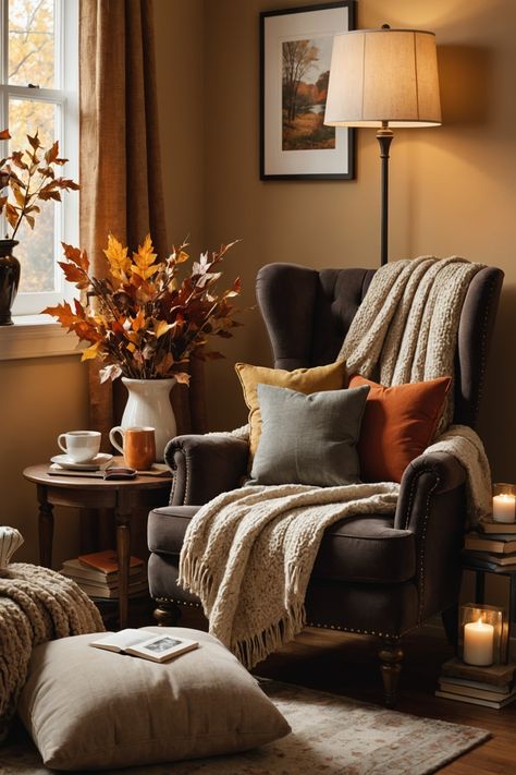 20 Fall Decor Ideas – ToolzView Fall Living Room Ideas, Thanksgiving Table Decor, Fall Living Room, Cozy Fall Decor, Fall Decor Ideas, Kitchen Decor Themes, Home Goods Decor, Fall Home, Thanksgiving Table