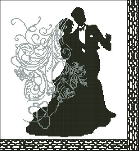 Wedding dance-free cross-stitch pattern Large Cross Stitch Patterns, Free Cross Stitch Designs, Wedding Cross Stitch Patterns, Wedding Cross Stitch, Easy Cross Stitch Patterns, Floral Cross Stitch, Simple Cross Stitch, Online Pattern, Cross Stitch Patterns Free