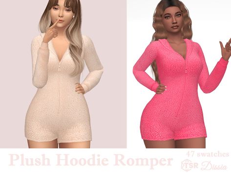 The Sims Resource - Plush Hoodie Romper Sims 4 Jumpsuit, Hoodie Romper, Sims Baby, Cc Sims4, Sims 4 Cc Folder, Neon Dresses, Sims 4 Teen, Sims Four, Sims 4 Mods Clothes