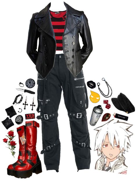 SOUL EATER Outfit | ShopLook Soul Eater Fashion, Soul Eater Inspired Outfits, Soul Eater Outfits, Emo Clothes, Anime Fashion, Emo Outfits, Punk Outfits, Soul Eater, Junk Drawer