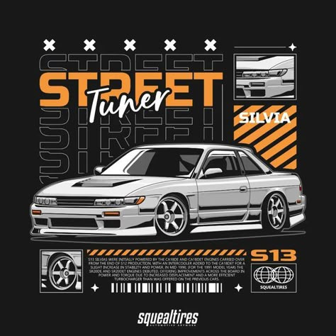 Jdm Car Illustration, Jdm Tshirt Design, Silvia S13 Jdm, Jdm Illustration, Jdm Tshirt, Car Tshirt Design, Minimal Art Design, Church Banners Designs, Tshirt Sticker