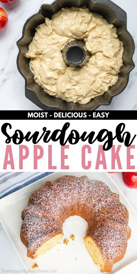 sourdough-apple-cake Sourdough Apple, Sourdough Starter Discard, Recipe Using Sourdough Starter, Sourdough Bread Starter, Apple Cake Recipe, Sourdough Starter Discard Recipe, Easy Sourdough, Gluten Free Sourdough, Homemade Sourdough Bread