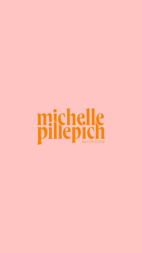 Simple graphic that showcases the wordmark logo for Michelle Pillepich Nutrition. The logo is in a bright orange and the background is in a bright pink. Nutritionist Logo Design, Nutrition Logo Ideas, Nutritionist Logo, Personal Training Logo, Personal Trainer Logo, Nutrition Logo, Showit Website Design, Nutrition Branding, Certified Personal Trainer