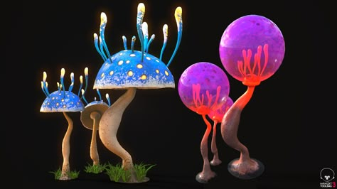 ArtStation - Fantastic Mushrooms Mushroom Concept Art, Zombie Mushroom, Hope Background, Mushroom Creature, Alien Architecture, 3d Blender, Creative Drawing Prompts, Cartoon Coloring Pages, Mushroom Art