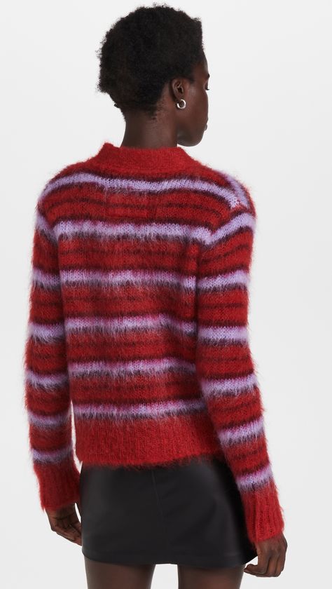 Marni Mohair Cardigan | SHOPBOP Marni Mohair, Fuzzy Wuzzy, Adidas Sweater, Tight Sweater, Ribbed Turtleneck Sweater, Mohair Cardigan, Mohair Sweater, Knitwear Design, Sweaters Crewneck