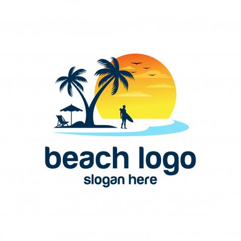 Beach logo vectors Premium Vector | Premium Vector #Freepik #vector #background #logo #banner #poster Logo Voyage, Oasis Logo, Logo Mockups Psd, Beach Logo, Resort Logo, Logo Banner, Modern Business Cards Design, Shop Logo Design, Company Logo Design