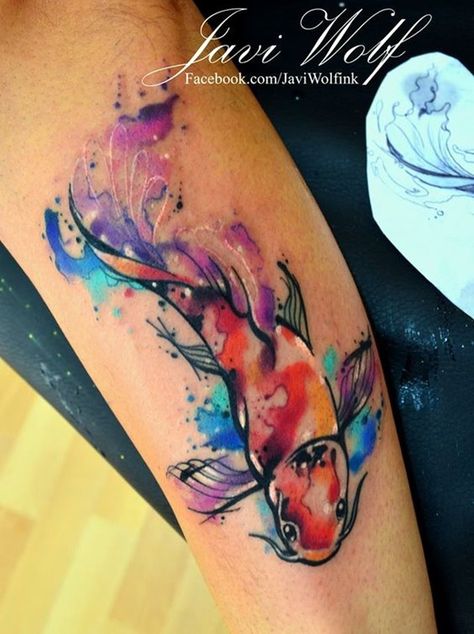 So Cute Tiny Fish tattoo Ideas (27) Watercolor Fish Tattoo, Coy Fish Tattoos, 27 Tattoo, Watercolor Koi Fish, Coy Fish, Tier Tattoo, Koi Watercolor, Kunst Tattoos, Pisces Tattoos