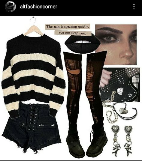 Grunge Alternative Outfits, Punk Rock Style Outfits, Alt Rock Concert Outfit, Alternative Concert Outfit, New Rock Outfit, Metalhead Fashion, Biker Chick Outfit, Witchy Outfits, Lit Outfits