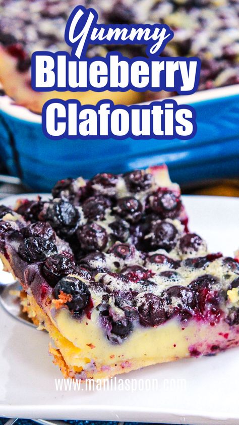 Desserts Blueberry, Blueberry Clafoutis, Dessert Blueberry, Clafoutis Recipes, Blueberry Cheesecake Bars, Dessert Oreo, Blueberry Desserts, Berry Dessert, Desserts Vegan