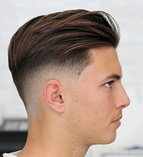 Layered Brush Back with Fade - Most Stylish and Popular Haircut Styles For Men Disconnected Haircut, Male Hairstyles, Gents Hair Style, Mens Hairstyles Thick Hair, Disconnected Undercut, Faded Hair, Men Haircut Styles, Cool Hairstyles For Men, Haircut Styles