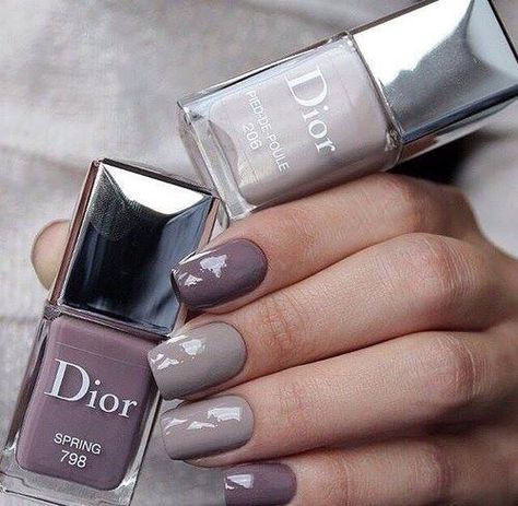 ♥ Dior Nail Polish, Dior Nails, Grey Nail Designs, Unghie Nail Art, Gray Nails, Super Nails, Nail Polishes, Nail Polish Colors, Perfect Nails