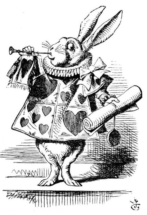 The White Rabbit blowing his trumpet White Rabbit Alice In Wonderland, Alice In Wonderland Vintage, Alice In Wonderland Drawings, Alice In Wonderland Illustrations, Alice In Wonderland Aesthetic, John Tenniel, White Drawing, Alice In Wonderland Party, Mad Hatter Tea