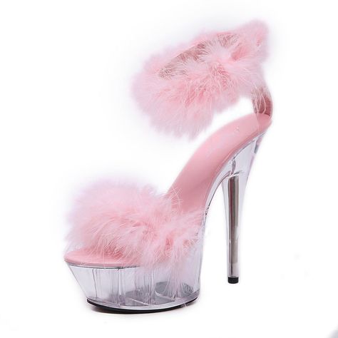 Unbelievable offer! Summer Stiletto Heel Sandals With Fluffy Fur Front and Ankle Strap Detail and a Transparent Platform, at an incredible price of £69.95 Don't miss out on this sensational deal! High Heel Wedges, Clear Heels, Platform High Heels, Pole Dance, Heel Sandals, Stiletto Heel, Lattice, Herringbone, Deodorant