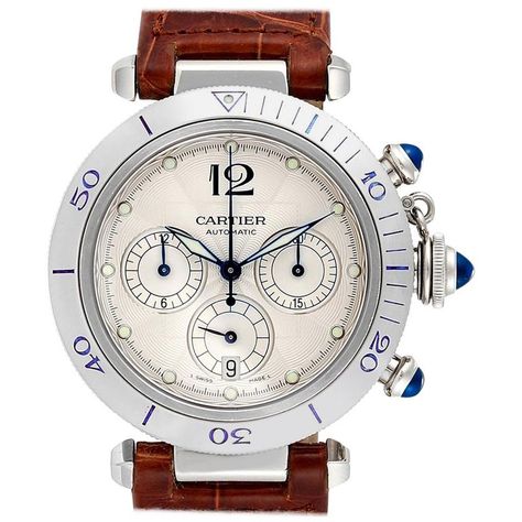 Cartier Steel Pasha Seatimer Chronograph Men Watch W3103055 Mens Watches Guide, Cartier Roadster, Cartier Pasha, Mens Fashion Wear, Cartier Panthere, Cartier Santos, Chronograph Watch Men, Cartier Watch, Wonderful Life