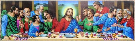 The Last Supper Tattoo, Last Supper Painting, Grotto Design, The Last Supper Painting, Jesus Last Supper, Colored Tattoo Design, Christ Tattoo, Catholic Beliefs, Sublimation Ideas Projects Inspiration