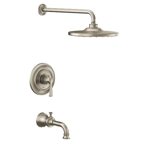 Colinet Brushed Nickel M-CORE 2-Series Tub/Shower -- UTS244203EPBN -- Moen Moen Colinet, Brushed Nickel Shower, Luxurious Showers, Shower Faucet Sets, Primary Bath, Tub And Shower, Tub Spout, Tub Shower, Tub And Shower Faucets