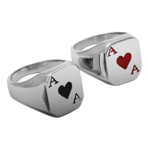 The Ace of Spades Ring Stainless Steel Jewelry Classic Spades Red Heart Motor Biker Ring for Men Women Wholesale 37B|ace of spades ring|ace of spadesbiker ring - AliExpress Run The Jewels, Jewelry Classic, Ace Of Hearts, Cheap Rings, Biker Rings, Ace Of Spades, Magical Jewelry, Cluster Rings, Ring Men