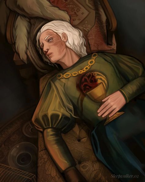 𝔸𝕟𝕒𝕤𝕥𝕒𝕤𝕚𝕒 | HOTD fanartist🤍 | Aegon took his last sip, and the poisoned wine poured onto his chest, staining his coat of arms with the colors of Queen… | Instagram Targaryen Family Tree, Aegon Ii Targaryen, Game Of Thrones Meme, Queen Rhaenyra, Aegon Targaryen, Targaryen Art, Asoiaf Art, Dragon Dance, Targaryen Aesthetic