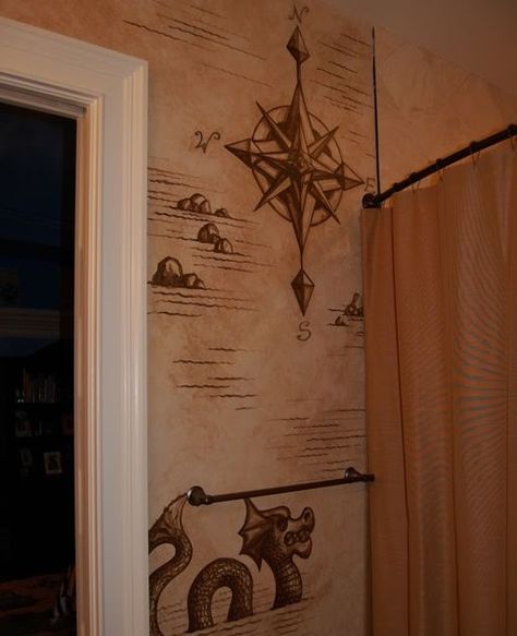 Pirate Room Decor, Pirate Bathroom Decor, Pirate Bathroom, Pirate Bedroom, Pirate Room, Jungle Mural, Bathroom Decor Themes, Pirate Decor, Mermaid Bathroom