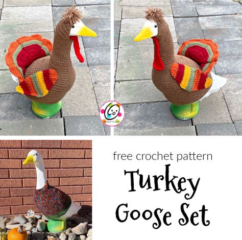 Crochet Lawn Goose Clothes, Crochet Goose Outfit Pattern, Crochet Goose Clothes Pattern Free, Goose Outfits Patterns, Crochet Goose Outfits, Porch Goose Patterns, Yard Goose Clothes Pattern, Porch Goose Crochet Pattern, Porch Goose Crochet