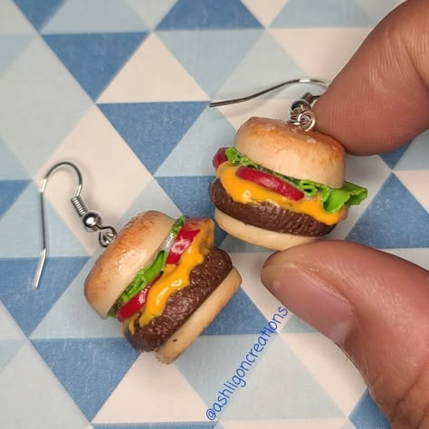 Cheeseburger Earrings - Etsy Burger Earrings, Silly Earrings, Taco Earrings, Lesbian Earrings, Crazy Earrings, Hanging Earring, Homemade Earrings, Food Earrings, Funky Earrings