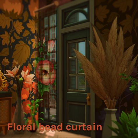 🌼 — floral bead curtain  ♡  d o w n l o a d ♡  [ S F S... Sims 4 Beaded Curtain, Sims Curtains, Sims 4 Curtains Cc, Sims 4 Cc Wall Decor, The Sims 4 Cc Packs, Urban Bedroom Decor, Sims 4 Decor Cc, Deco Sims, Build Mode Cc