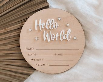 Hello World Sign Baby Announcement Sign Newborn Photo Sign - Etsy Philippines Hello World Sign, Gender Reveal Cards, Hello Word, Newborn Announcement, Birth Announcement Sign, Announcement Sign, Baby Birth Announcement, Mirror Acrylic, Laser Ideas