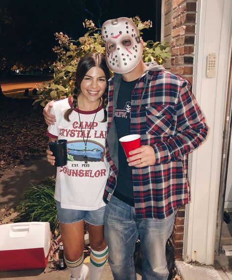 Camp Counselor Halloween Costume, Jason And Camp Counselor Costume, Camp Crystal Lake Counselor Costume, Friday The 13th Costumes, Camp Counselor Costume, Camp Counselor Jason, Camp Costume, Slasher Party, Slasher Summer