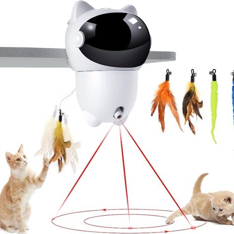 🐾Four Different Automatic Cat Laser Feather Bell Toys, Multifunctional Laser and Feather Bell Experience Design The interactive cat toy works like a robotic that will automatically turn off every 30 minutes of work then work again after 3 hours. So that your kitten can entertain itself by playing with our automatic cat toy. Laser cat feather bell toys w/feathers and automatic bell, 360 degree irregular speed rotation bring unpredictable fun to cats, give cats elusive pleasure. #millerglitz #ad Cat Laser Toy, Cat Laser, Cat Exercise, Kitten Toys, Interactive Cat Toys, Pet Life, Indoor Cat, Interactive Toys, Cat Playing