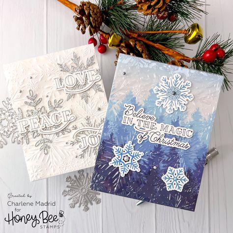 Bee Christmas, Snowflake Swirl, Acetate Cards, Snowflake Cards, Hot Foil Stamping, Honey Bee Stamps, Fancy Fold Cards, Christmas Cards To Make, Holiday Wishes