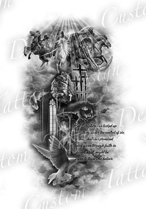 Religious Tattoo Sleeves, Religion Tattoos, Archangel Tattoo, Christian Tattoo, Heaven Tattoos, Kunst Tattoos, Full Sleeve Tattoo Design, Men Tattoos Arm Sleeve, Religious Tattoo