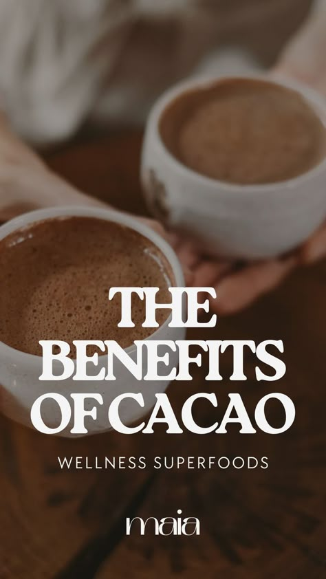 What are the benefits of cacao? There's too many to fit here, but let's just say that it's a powerful wellness superfood that shouldn't be underestimated. 

Find out more on maiaconsciousliving.com Raw Cacao Benefits, Cacao Health Benefits, Benefits Of Cacao, Cacao Powder Benefits, Beans Benefits, Cacao Benefits, Holistic Recipes, Morning Drinks, Cacao Beans