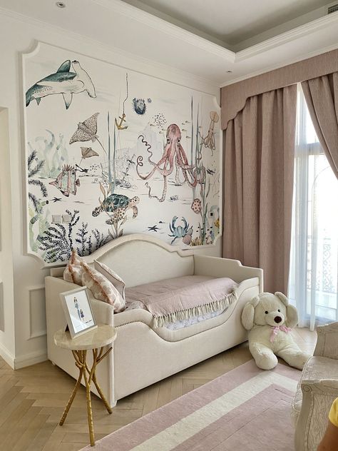 under the sea girl's room Ocean Baby Rooms, Sea Bedrooms, Ocean Bedroom, Ocean Themed Nursery, Sea Nursery, Ocean Room, Baby Room Themes, Nursery Room Design, Nursery Room Inspiration