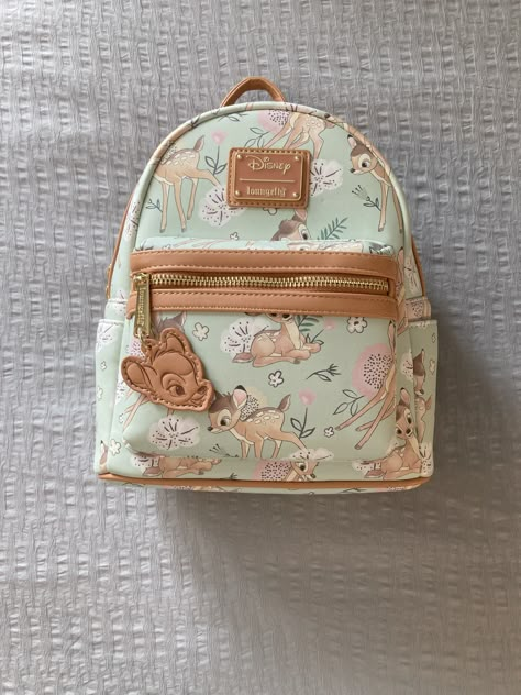 Cute Disney Loungefly, Cute Loungefly Backpacks, Mini Disney Backpacks, Disney Merchandise Clothing, Disney Merch Aesthetic, Loungefly Bag Disney, Lullaby Aesthetic, Bambi Backpack, Mini Backpack Aesthetic