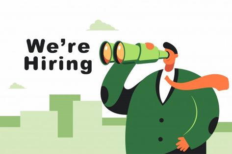 Hiring Illustration, Skyline Background, Vector Illustration Character, Concept Illustration, We're Hiring, We Are Hiring, Illustration Character, Flat Illustration, City Skyline