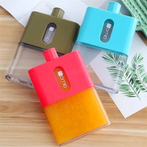 Amazon Best Selling 3 Color Flat Water Bottle Notebook Shape Travel Portable Water Bottle Flat Water Bottle, Stylish Water Bottles, Flat Water, Paper Pot, Travel Water Bottle, Portable Water Bottle, Rubber Rings, Plastic Design, Travel Bottles