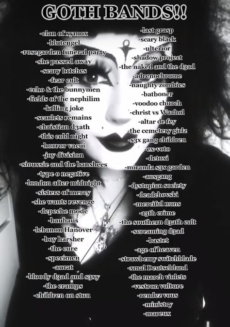 Goth Types Chart, Gothic Usernames, Types Of Goth Style, Goth Captions, Different Types Of Goth, Thesaurus Words, Types Of Goth, Type Chart, French Names