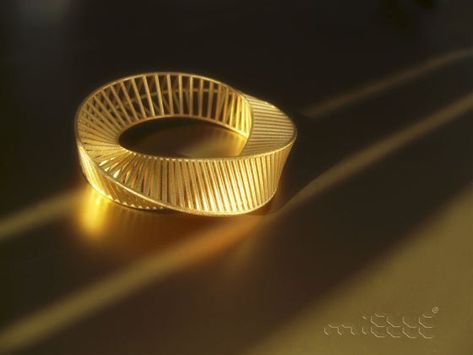 Image of Mobius Bracelet Gold Mobius Jewelry, Mobius Ring, Gold Arm Band, Engagement Rings Twisted, 3d Printed Jewelry, Promise Rings For Couples, Lace Bracelet, Resin Bracelet, Yellow Gold Wedding Band