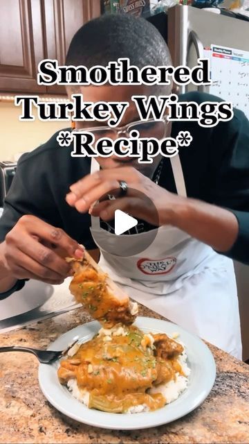 Smothered Turkey Wings Recipe, Turkey Wings Recipe, Smothered Turkey, Smothered Turkey Wings, Baked Turkey Wings, Southern Recipes Soul Food, Turkey Wings, Soul Food Dinner, Baked Turkey