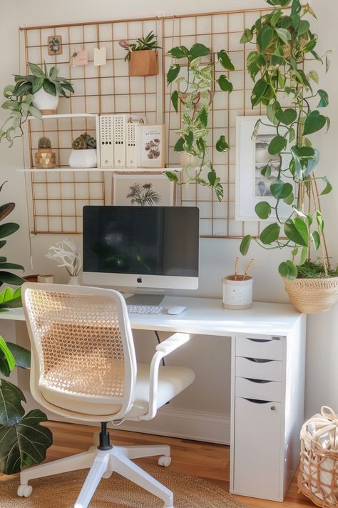 Modern Home Office Inspiration, Spare Bedroom With Desk, Above Desk Decor Ideas, Small Bedroom Office Layout, Office Nook Ideas Small Workspace, Above Desk Decor, Desk Area In Bedroom, Small Office Bedroom, Home Office In Bedroom