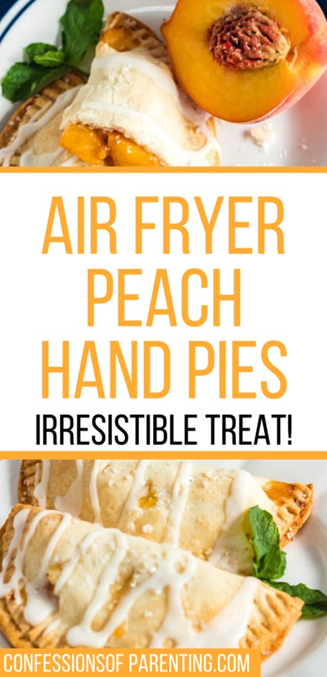 Air Fryer Hand Pies, Fried Peach Pies, Fruit Hand Pies, Fried Hand Pies, Peach Hand Pies, Air Fryer Recipes Dessert, Dessert Pie, Hand Pie Recipes, Fried Pies