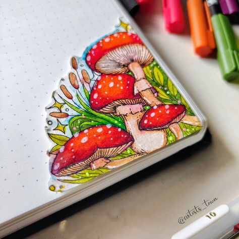 Hello August 🍄🤍 A little creativity after a long time . Materials used: • Pens: @sakuracolorproducts Pigma Micron 01, Gelly Roll (White) • Brush Pen: @sakuracolorproducts Koi Coloring Brush Pen . #brushpenart #brushpen #mushrooms #mushroomdrawing #rainydays #watercolourpainting #watercolourart #bookmarkdrawing #cornerbookmark #mushroombookmark #mushroompainting #diybookmark #diycrafts Coloured Pen Art, Brushpens Art, Water Colour Brush, Colour Brush, Coloring Brush Pen, Water Brush Pen, Brush Pen Art, Hello August, Mushroom Drawing